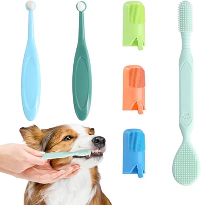 6 Stuks Silicone Tandenborstels voor Honden, 360 Graden, Vingerborstels voor Effectieve Tandreiniging voor Kleine en Middelgrote Honden