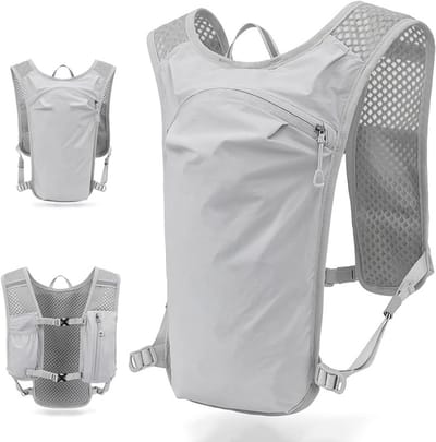 Grijs Sportvest zwemrugzak-ademend ontwerp-opbergvak-voor hardlopen-fietsen-marathon-buitensport