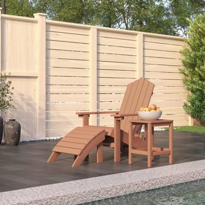 vidaXL - Tuinstoel - Adirondack - met - voetenbank - en - tafel - HDPE - bruin