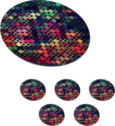 Onderzetters voor glazen - Rond - Sterren - Regenboog - Stippen - Geometrie - Design - 10x10 cm - Glasonderzetters - 6 stuks