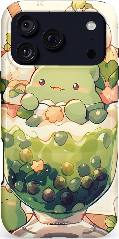 Casetastic hoesje geschikt voor Apple iPhone 17 Pro Max - MagSafe - Dubbellaagse bescherming - Zoet Dessert Patroon - Fashion Case - Crème Saliegroen Perzik