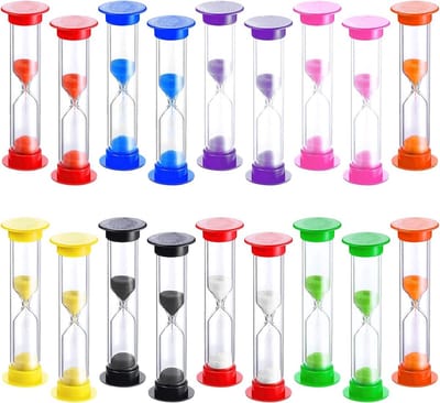 Zandlopers - Keukentimers - Tandenpoetsen - Duurzame PVC Hoes - 18 stuks - 9 Kleuren