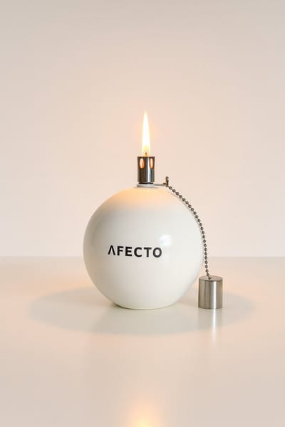 1+1 Afecto witte Oliebrander - olielamp - Hoogte: 10 cm, Breedte: 9 cm - Voorzien van een duurzame glasvezel lont