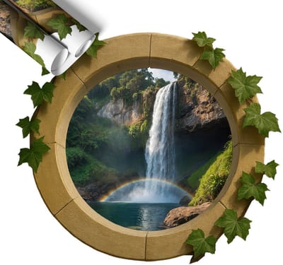 Wallfluent 3D Muursticker - Natuurlijke oase Muursticker Raam - 60x52 cm - Groente 3D Muursticker Raam - Muursticker 3D Uitzicht - Nep Raam Met Uitzicht - Muursticker Raam Uitzicht - Nep Raam Muursticker - Zelfklevend Vals Raam