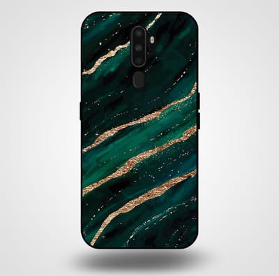 Smartphonica Telefoonhoesje voor OPPO A5 2020 met marmer opdruk - TPU backcover case marble design - Groen Goud geschikt voor OPPO A5 (2020)