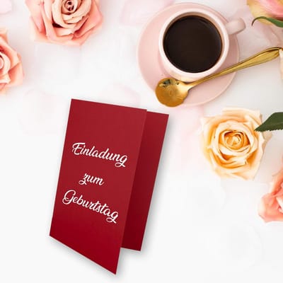 Vouwkaarten A7 - Kleine dubbele kaarten - Persoonlijke wensen - Glad papier 240 g/m² - 105 x 74 cm - Rozenrood