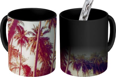 Magische Mok - Foto op Warmte Mokken - Koffiemok - Palmboom - Zomer - Retro - Zon - Magic Mok - Beker - 350 ML - Theemok
