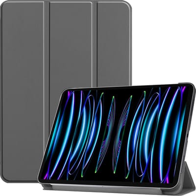 Hoes - Geschikt voor Apple iPad Pro (2022) - 11 inch - 4e generatie - Dun & Stevig - Trifold Bookcase - Hard Cover - Hardcover Book Case - Tablet Hoesje - Grijs