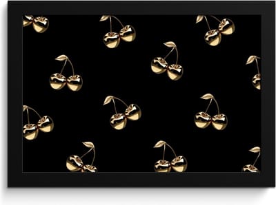 Fotolijst inclusief poster - Posterlijst 30x20 cm - Posters - Patroon - Kersen - Goud - Chrome - Foto in lijst - Keuken decoratie muur - Wanddecoratie accessoires - Muurdecoratie - Schilderijen