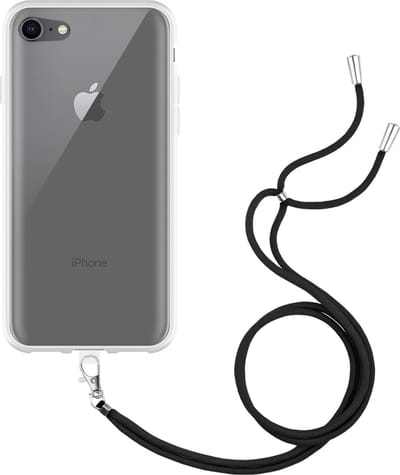 Just in Case hoesje met koord geschikt voor iPhone 7 Hoesje met Koord - Flexibele Case - Transparant