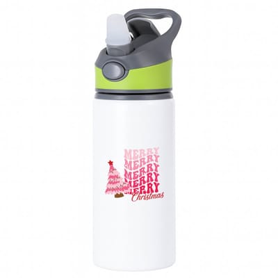 Hacebo® - Kerst merry christmas waterfles met rietje groen - Kerstmis - Kerst beker - winter - kerst - christmas - kerst cadeau - water fles - 650ML