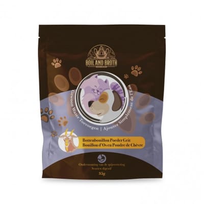 Boil & Broth Bottenbouillon poeder voor honden - Geit - 35 gram - goed voor 0,75 L