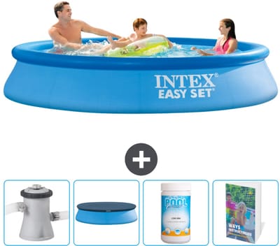 Intex Rond Opblaasbaar Easy Set Zwembad - 305 x 61 cm - Blauw - Inclusief Pomp Afdekzeil - Chloor - Zwembadgids