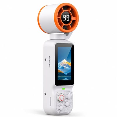 VHV - Ventilatoren - Handventilator - Action camera - Vlog camera - Videocamera - Handheld camera - Met 1.97 inch scherm - HD beeldstabilisatie - Voor fietsen, reizen en sport - Digitaal display - Wit