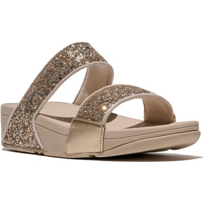 FitFlop Lulu Multi-Tonal Glitter Slides Dames Slippers - Metallic Beige/Silver