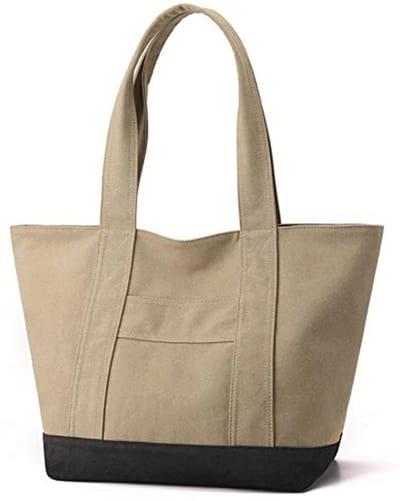 Canvas Tote Bag Dames A4 Zakken Grote Capaciteit Handtas met Rits Schouder Hobo Tas voor Winkelen Reizen Werk