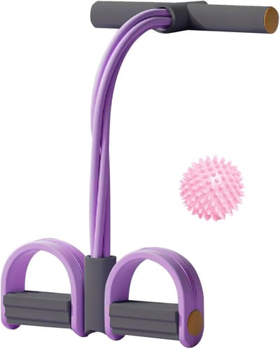 Pedaaltrekker Weerstandstouw - Buiktrainer Fitness - Thuis Sporten - Ergonomisch Antislip - Compact Formaat - Paars