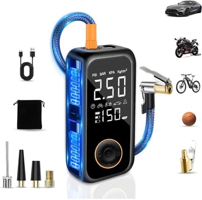 DailySupplies® Elektrische Fietspomp - Luchtcompressor - Bandenpomp - inclusief Opzetstukken - Zwart