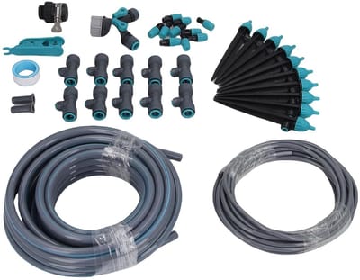 Druppelirrigatiekit - Automatische bewatering - Planten water geven - Verstelbaar mondstuk - 10 meter slang - Groen