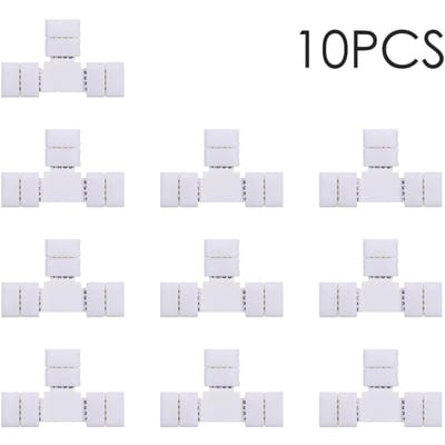 T-vormige 4-pins RGB LED-stripconnector Snelle splitter 10-pack Wit wit
