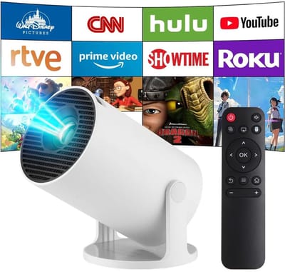 KAD® Mini Beamer - Smart Mini Beamer met WiFi & Bluetooth - Mobiele Thuisbioscoop inclusief Apps - Wit - 11cm x 19cm x 11cm