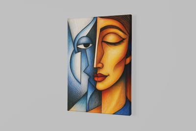 Canvas Schilderij - Vrouwelijke Harmonie - Abstract - Kunst - Wall Art - Wanddecoratie - 60x40x2 cm