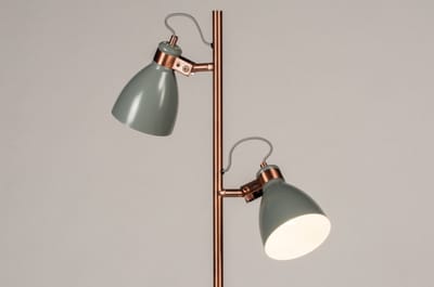 Lumidora Vloerlamp 74469 - RITA - 2 Lichts - E14 - Grijs - Koper - Roodkoper - Metaal