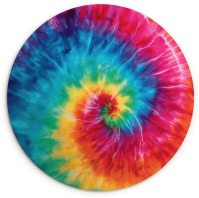 WallCircle® Wandcirkel 120x120 cm - Muurcirkel Regenboog - Tie dye - Kleurrijk - Blauw - Muurdecoratie woonkamer - Wanddecoratie slaapkamer - Kamer decoratie accessoires - Ronde schilderijen XXL