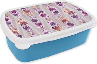 Broodtrommel Blauw - Lunchbox - Brooddoos - Tulpen - Bloemen - Patroon - 18x12x6 cm - Kinderen - Jongen