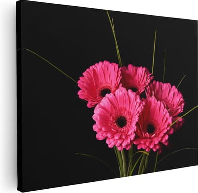Artaza Canvas Schilderij Roze Bloemen - 40x30 cm - Klein - Wanddecoratie Woonkamer - Muurdecoratie Bloem - Kamer Accessoires