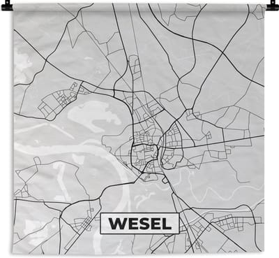 Wandkleed - Wanddoek - Duitsland - Wesel - Kaart - Stadskaart - Plattegrond - 180x180 cm - Wandtapijt