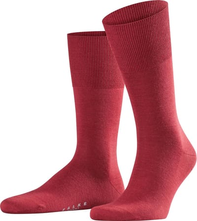 FALKE Airport eenkleurig wol katoen sokken heren rood - maat 39-40