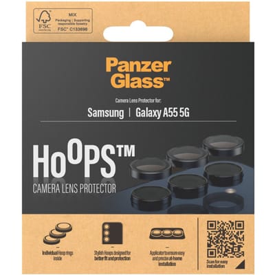 PanzerGlass Screenprotector geschikt voor Samsung Galaxy A55 Glazen | PanzerGlass Hoops Camera Lens Protector - Case Friendly