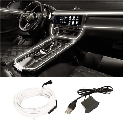 LED-lichtstrip voor het auto-interieur, 500 cm, sfeerverlichting voor de decoratie van het auto-interieur, ter decoratie van de auto (wit)