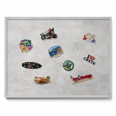 Tulup Magneetbord met Zilveren Frame - Grijs Magnetisch Bord met Kleurvariaties - 80 cm x 60 cm - Betonnen muurtextuur - Magnetisch Bord voor Magneten - Magneetbord voor Foto's en Notities - Magneetbord voor Reissouvenirs