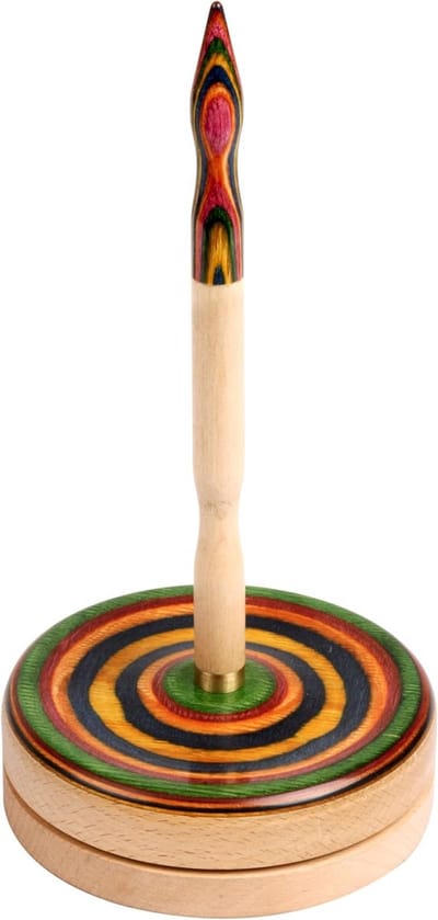 Garendispenser van hout voor soepel afrollen tijdens haken en breien, meerkleurig, 30 x 35 x 30 cm