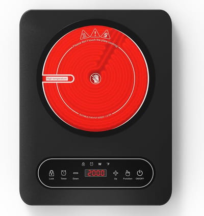Keramische Kookplaat - Elektrisch Fornuis - Snelle Maaltijden - Restwarmte Indicator - 28 x 36 cm - Zwart