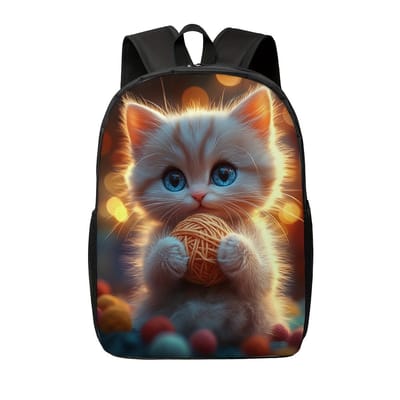 Katten Rugzak | Kittenpatroon Rugtas | Kitten met Bolletje Wol Rugzak | Kitten Rugzak | Baby Kat Rugzak |Schattige Rugzak | Dieren Rugzak | Rugzak Meisjes | Rugzak Jongens | Mooie rugzakken met Kittens | 15 - 20 liter | Kinder Rugzak