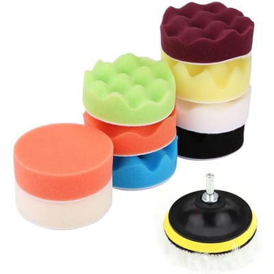 12 stuks 3 inch Spons Polijstschijven Kit voor Auto Polijstmachine met Adapter beige