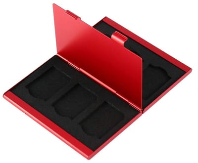 Dailygoods- Geheugenkaarthouder Draagbaar - Aluminium - 6 Stuks SD-kaarten - Dubbellaagse Opberging - EVA-pad - Compact en Lichtgewicht - Sd-kaartbehuizing