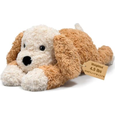 1/24 Verzwaard 2 kg Hond Pluche Speelgoed Kussen Zacht Fleece Puppy met Verwijderbare Vulling Kalmerend Knuffel voor Volwassenen United States beige
