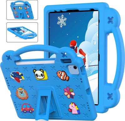 Hoes geschikt voor iPad 2022 Kinderen Licht Blauw - Hoes geschikt voor iPad pro 11 Kidsproof Backcover met handvat - Hoes geschikt voor iPad Air 4 / 5 hoes 10.9 - Hoes geschikt voor iPadHoes geschikt voor iPad 10 Hoes Kinderen -Kindertablet