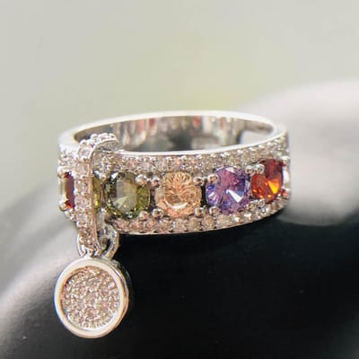 Kleurrijke zirkonia Vintage Zwart Goud Gevuld Trouwringen Voor Vrouwen Mode Sieraden Luxe Witte Zirkonia Verlovingsring 12 gray