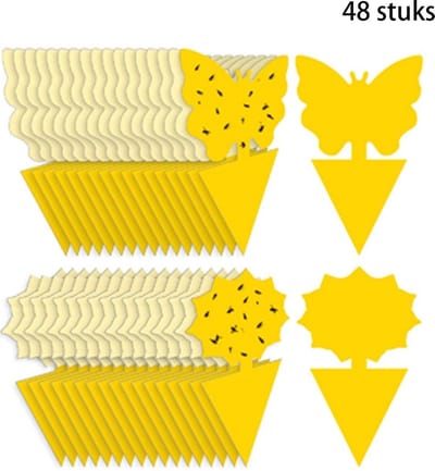 Premium Vliegenvanger - 48 Stuks - Fruitvliegjes Vanger - Rouwvliegjes Bestrijden - Vangplaten - Geel