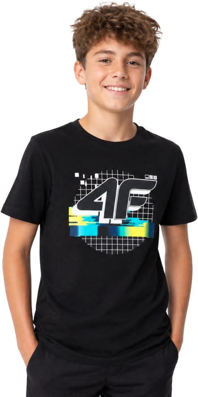 4F T-shirt voor jongens Zwart - Maat 152cm