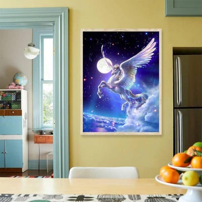 Diamant borduurwerk maan nacht paard dier handgemaakte Diamond schilderij kruis borduurwerk Home Decor 20X30CM