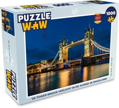 Puzzel De Tower Bridge verlicht in de avond in Engeland - Legpuzzel - Puzzel 1000 stukjes volwassenen