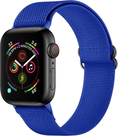 Nylon bandje - geschikt voor Apple Watch 1/2/3/4/5/6/7/8/9/10/11/ SE (1,2,3) met maat 38 mm / 40 mm / 41 mm en 42 mm (Watch 10/11) - blauw