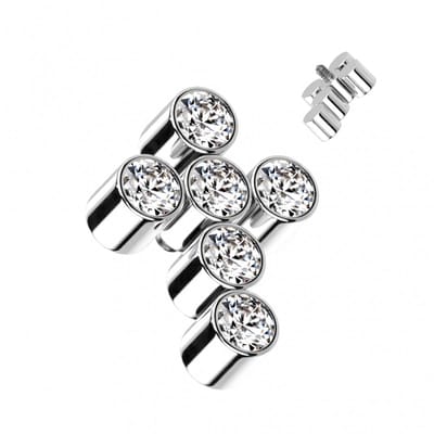 Dermal top gemmed cross 1.2mm - Zilver - LMPiercings