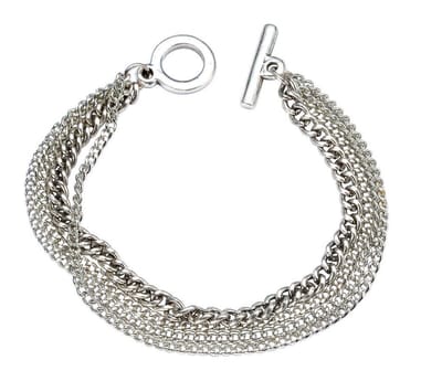 Behave Zilverkleurige armband met 4 smalle kettinkjes met gourmet schakels, t-bar sluiting, polsomtrek 17 cm